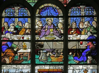 Vitrail représentant la Cène (détail), 1530